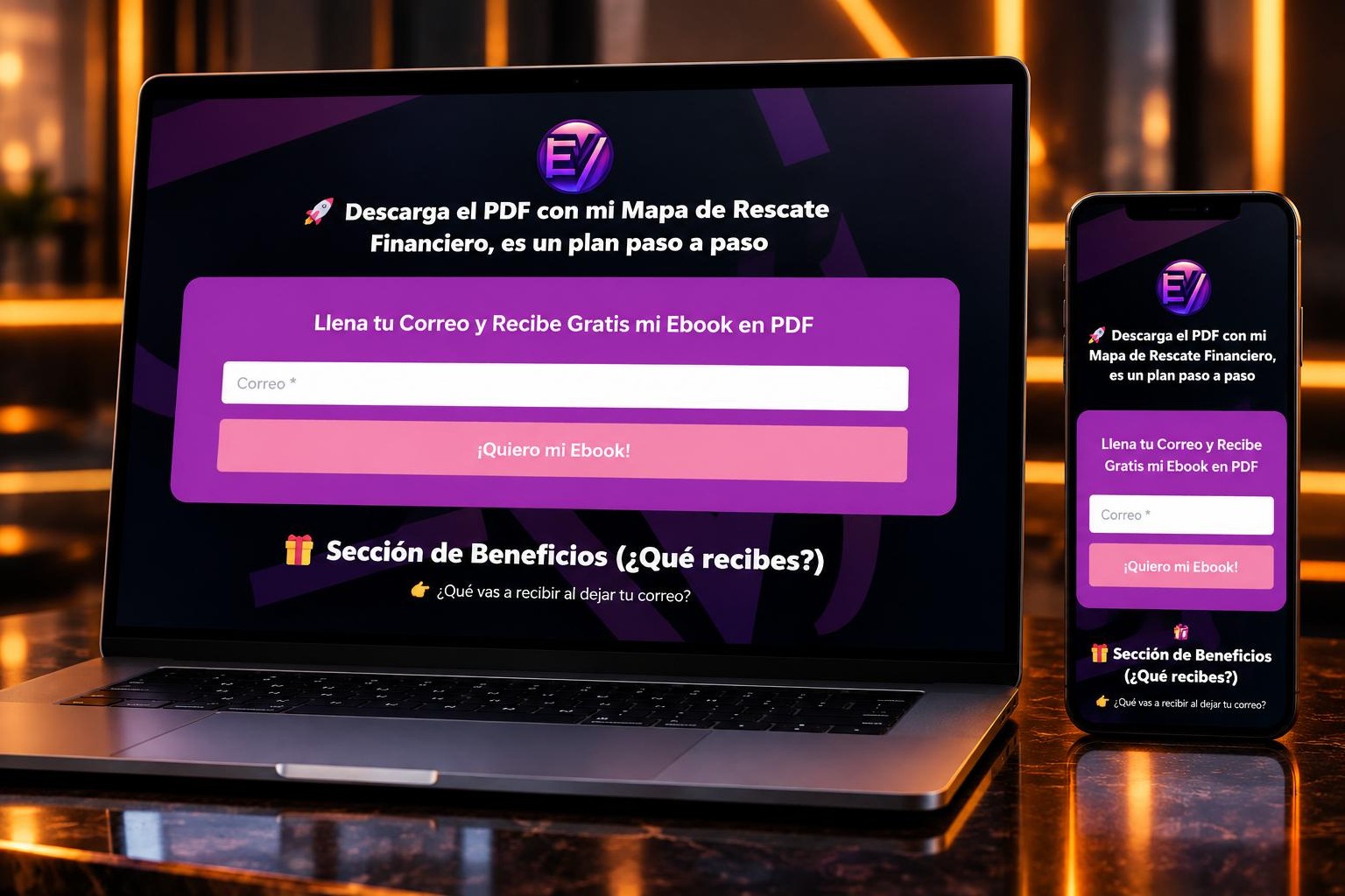 Landing page para Edisson Villarreal en laptop y móvil