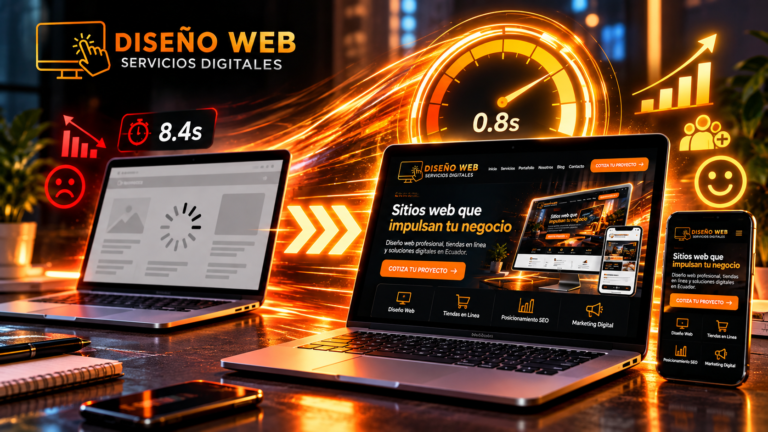 Velocidad de carga web y optimización con logo de Diseño Web Servicios Digitales